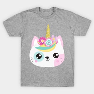 Unicorn Cat, Little Cat, Cute Cat, Kitty, Flowers T-Shirt